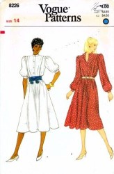 8226 VOGUE LOOSE FLARE SHORT - LONG SLEEVE TUCK BLOUSON DRESS PATTERN 14